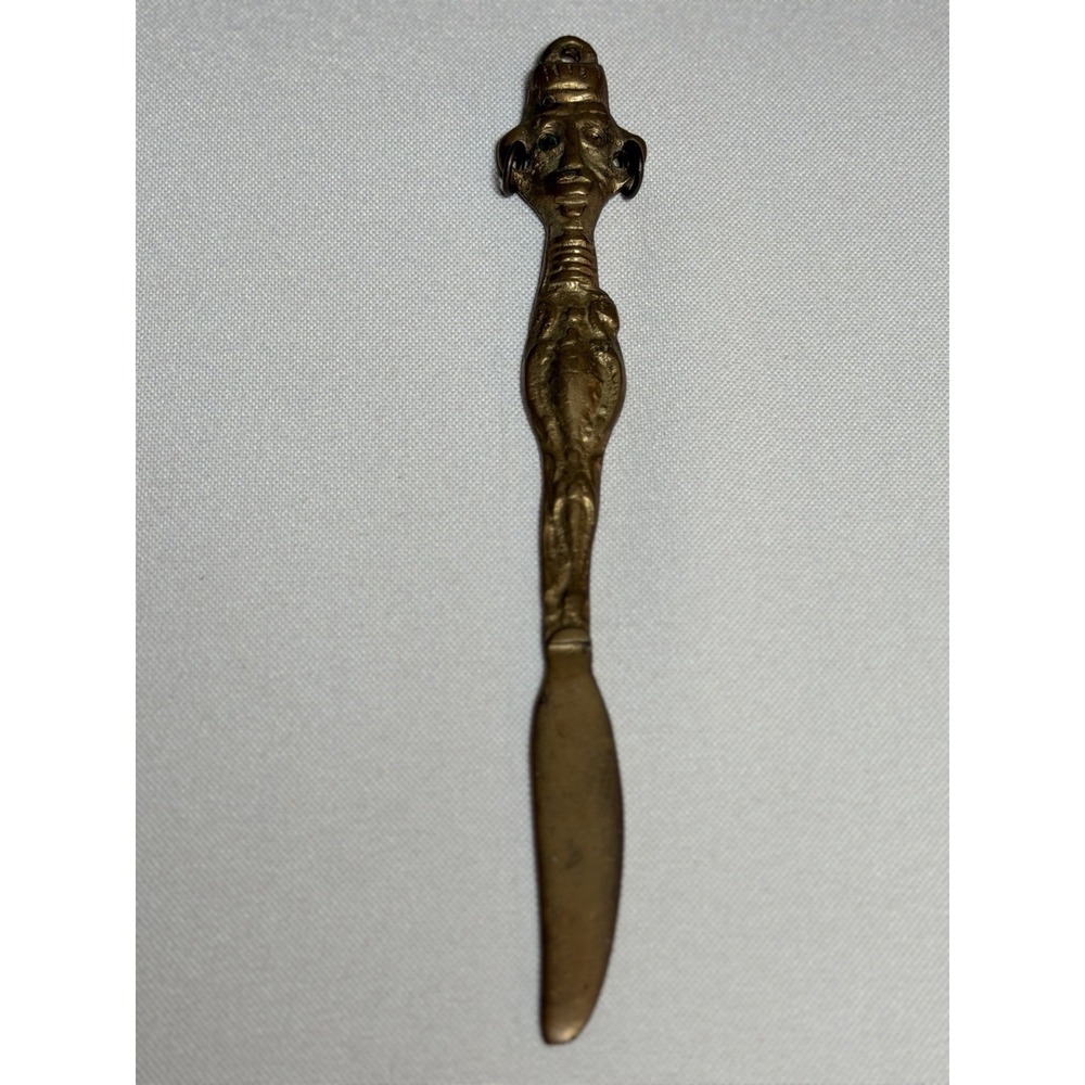 Vintage African Ashanti Bronze Letter Opener Figural Gold Weight Style 10"